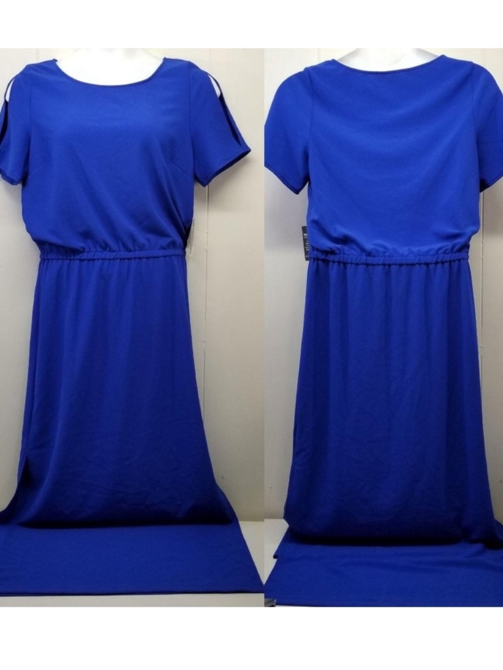 Boston Proper BEAUTIFUL Blue
Maxi Dress Slit Sleeve.  Size Large. EUC
